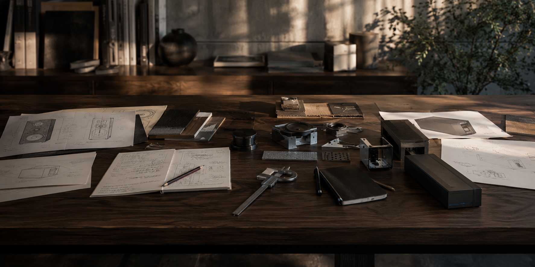 Sonance Lab workspace with sketches and prototypes